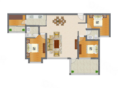 3室2厅 132.23平米户型图