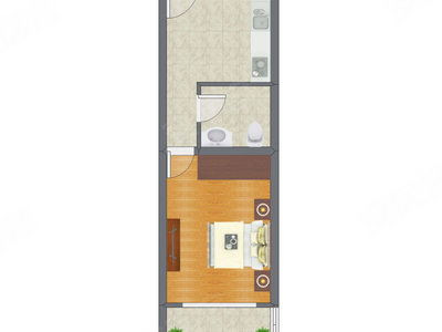 1室0厅 53.25平米户型图