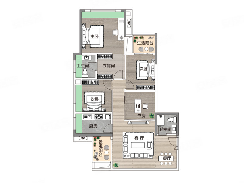 熙山郡(新房)4室2厅2卫122㎡南98万