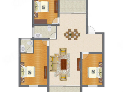 3室2厅 97.44平米