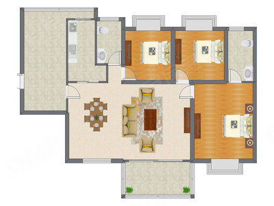 3室2厅 134.34平米户型图