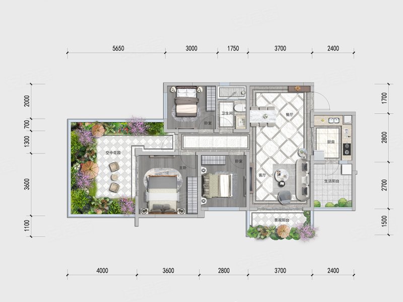 滨江郦城3室2厅86㎡78万二手房图片
