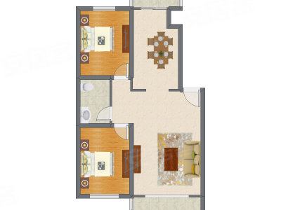 2室2厅 99.85平米户型图