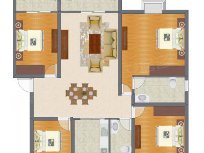 4室2厅 103.65平米户型图