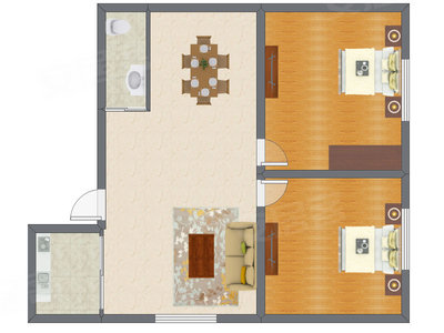 2室2厅 108.00平米户型图