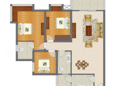 3室2厅 98.32平米