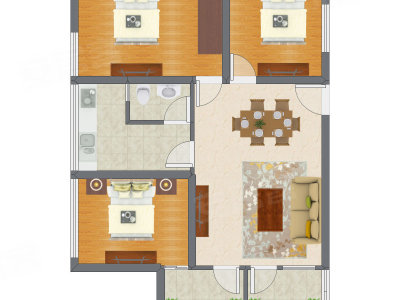 3室2厅 86.91平米户型图