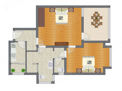 2室1厅 102.50平米户型图