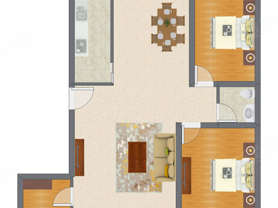 2室2厅 94.93平米户型图