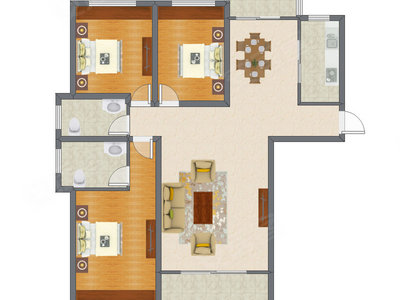 3室2厅 133.78平米户型图