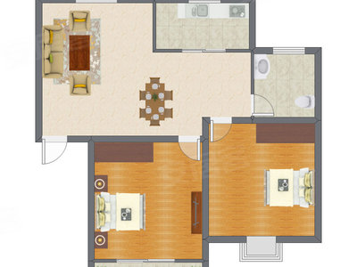2室2厅 78.56平米户型图
