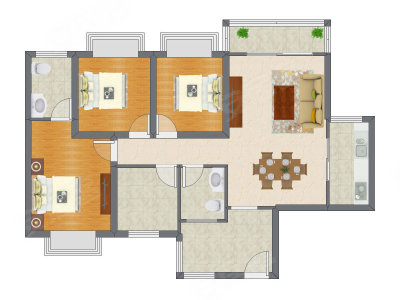 3室2厅 102.98平米