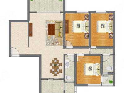 3室2厅 124.60平米