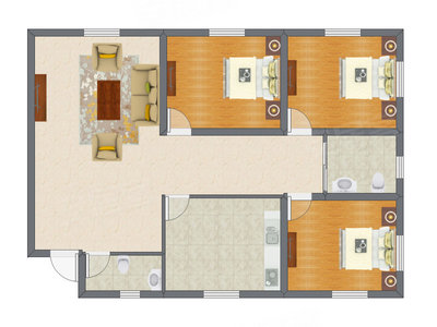 3室1厅 92.95平米