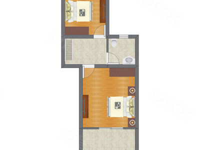 2室1厅 54.30平米户型图