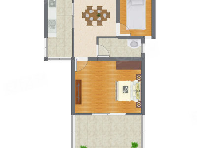 2室1厅 65.50平米