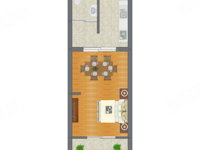 1室0厅 27.31平米户型图