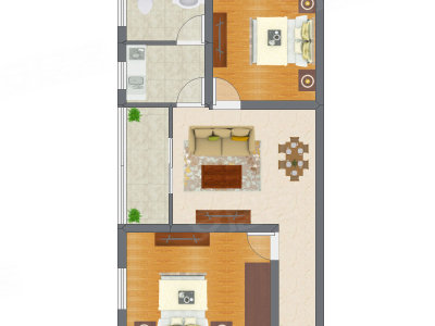 2室1厅 52.00平米户型图