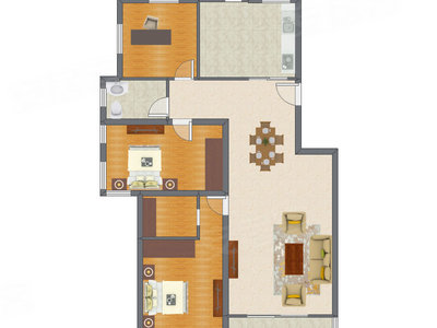 3室2厅 152.71平米户型图