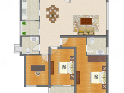 3室2厅 147.00平米户型图