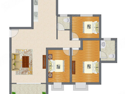 3室1厅 127.25平米