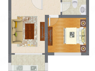 1室1厅 51.27平米户型图