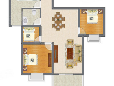 3室1厅 66.76平米