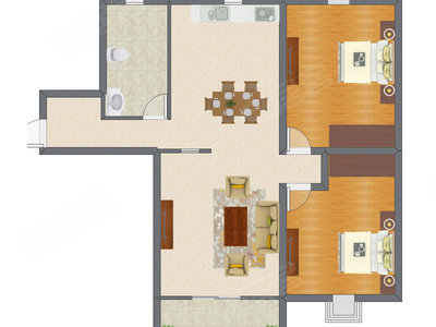 2室1厅 88.50平米