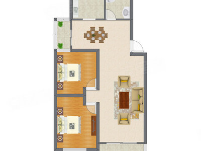2室2厅 101.92平米户型图
