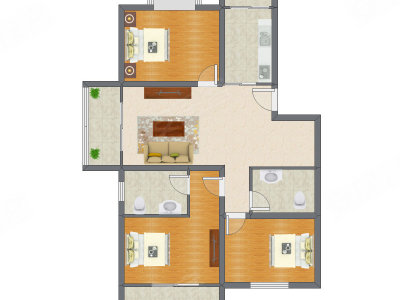 3室1厅 87.56平米