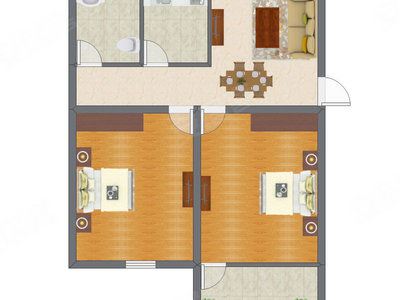 2室2厅 75.80平米
