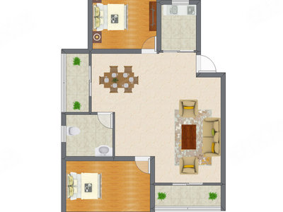 3室2厅 89.74平米户型图