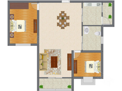 2室2厅 88.60平米