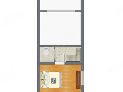 1室2厅 53.98平米户型图