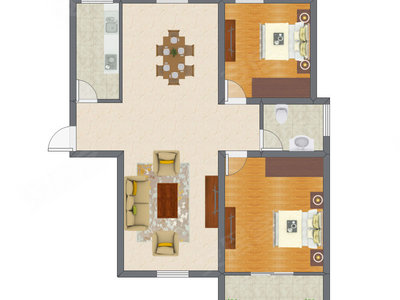 2室1厅 87.15平米