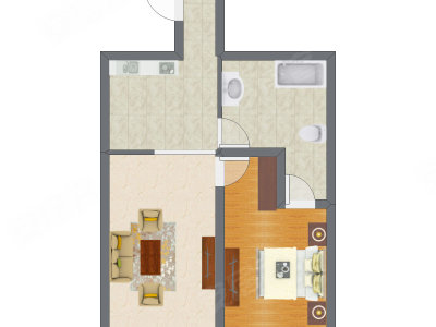 1室2厅 42.04平米