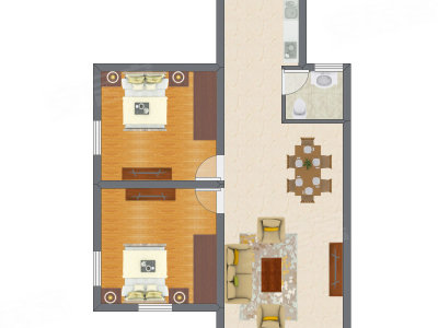 2室1厅 64.14平米