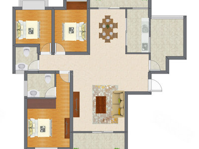 3室2厅 128.28平米