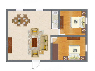2室2厅 55.15平米