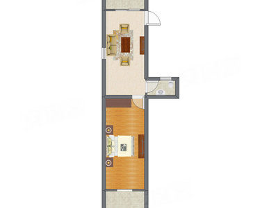 1室1厅 39.70平米户型图