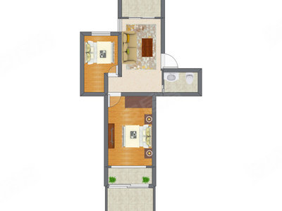 2室1厅 63.50平米