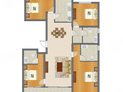 4室2厅 172.00平米户型图