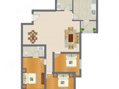 3室2厅 90.27平米