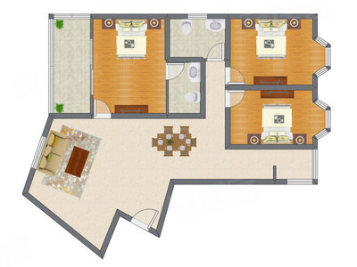 3室2厅 141.92平米户型图