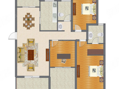 3室2厅 123.64平米户型图