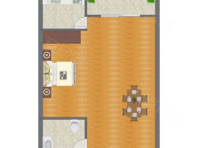 1室1厅 56.99平米