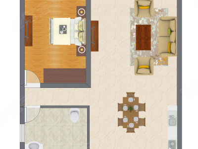 1室1厅 60.79平米户型图