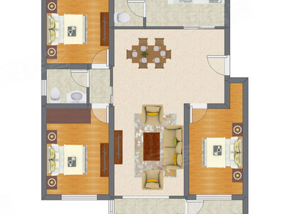 3室2厅 121.91平米户型图