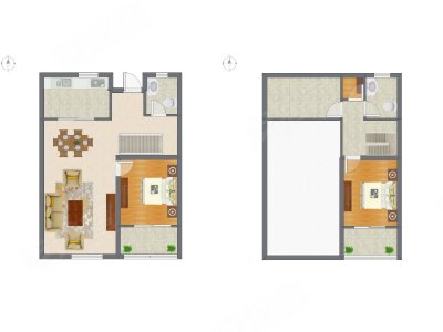 2室2厅 59.60平米户型图