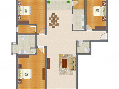 3室2厅 197.46平米